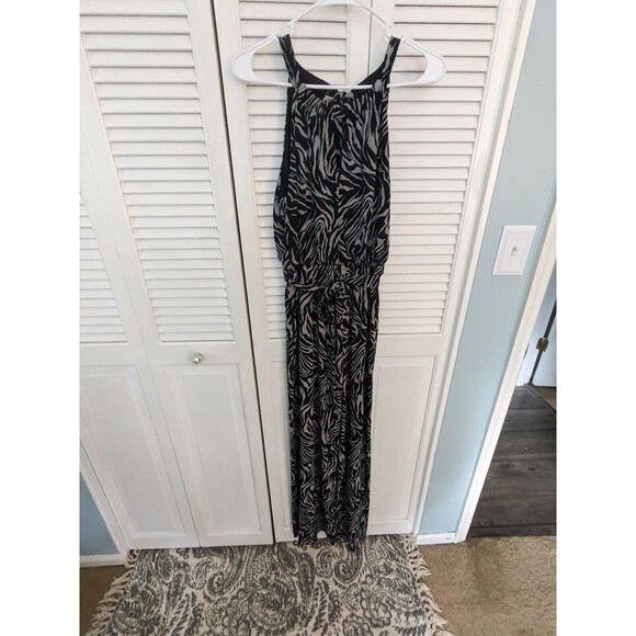 Emma & Michele Jumpsuit Womens M Zebra Print Halter Flared Sleeveless Tie Back - Picture 8 of 13